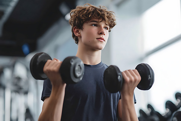Teenage Boy lifting weights